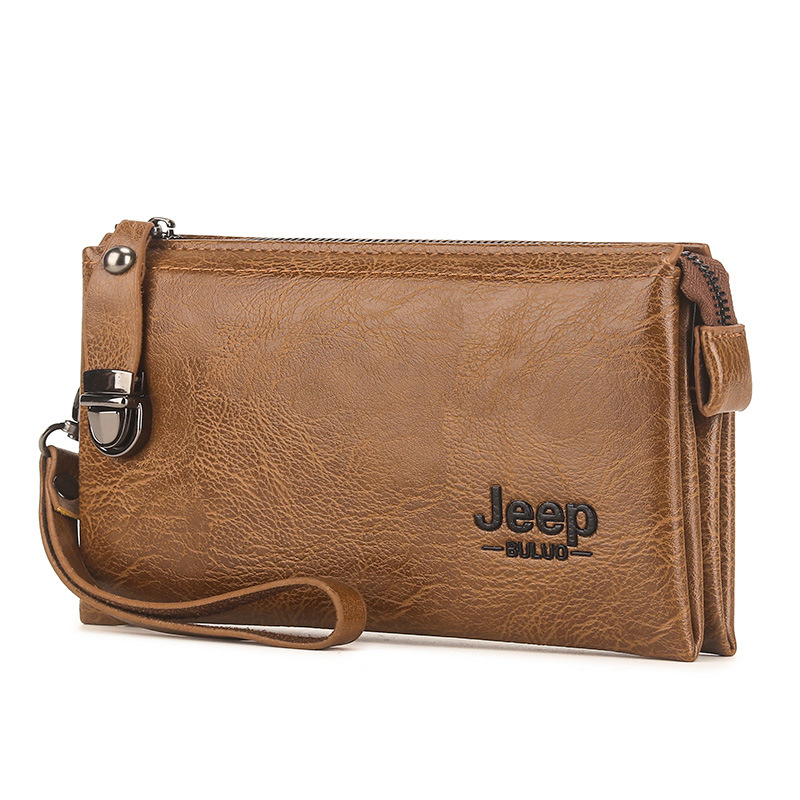 Vintage Multifunctional Large Capacity Leather Purse Casual Long Wallet Men Jeep Clutch Purse