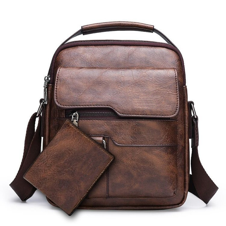 Classic Man PU Leather Waterproof Messenger Crossbody Bag Jeep Shoulder Bag