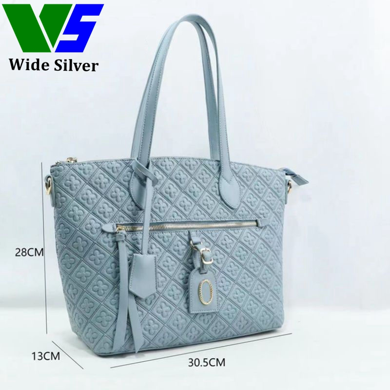 Wide Sliver New Arrival Branded High Quality Embossed Classy PU Leather Handbag
