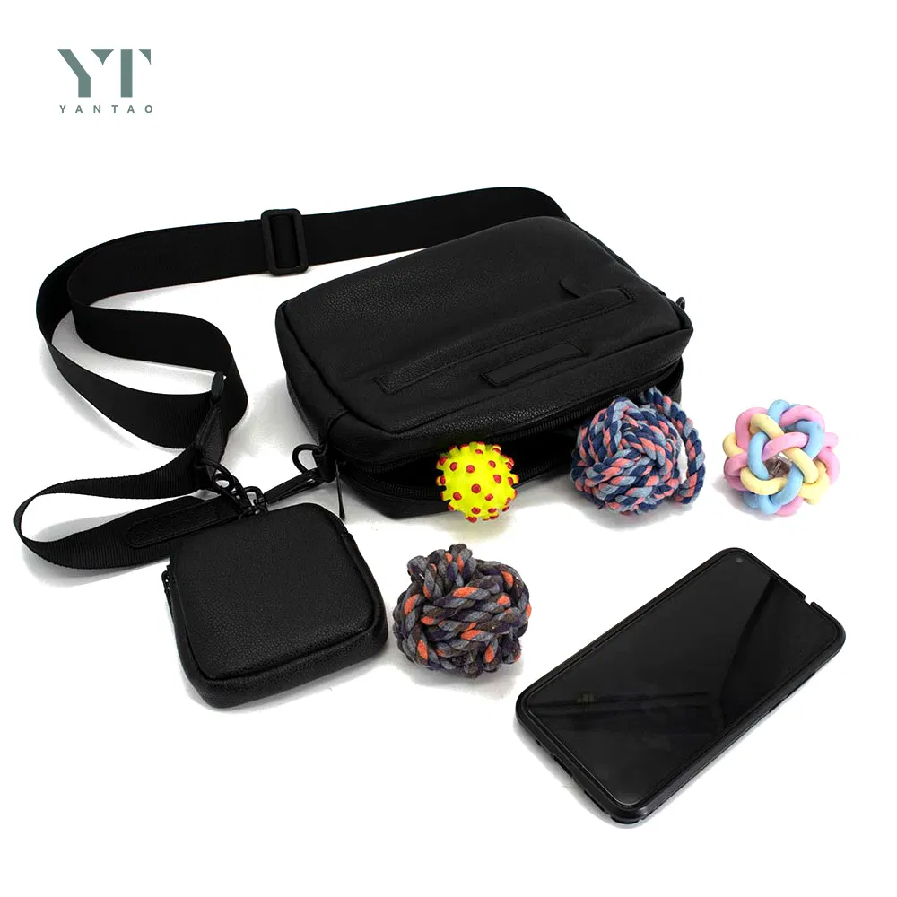 Personalised Dog Walking Bag with Custom Strap Crossbody Waterproof PU Leather Shoulder Bag Pet Carrier with Poo Bag Dispenser