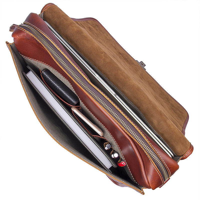New Reddish Brown Laptop Bag Leather Business Bag Leather Briefcase for Men