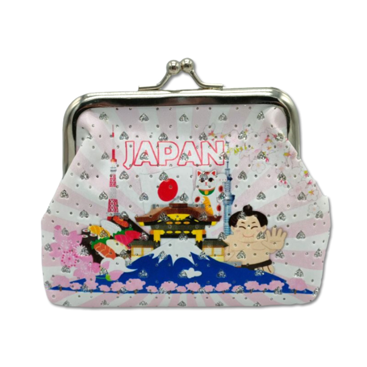 Custom Logo PU Leather Women Clutch Purse Korea Souvenir Wallet Rhinestone Coin Purse