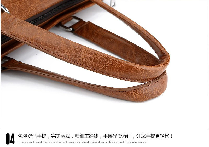 Hot Trendy Retro Official Handbag Factory Business Travel Waterproof PU Leather Bag Fashion Shoulder Bag Flat Crossbody Men Tote Bag