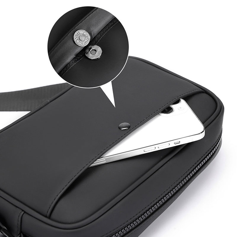 Fuliya Custom Luxury Waterproof PU Leather Fashion Square Casual Small Business Bags Men Crossbody Single Shoulder Bag