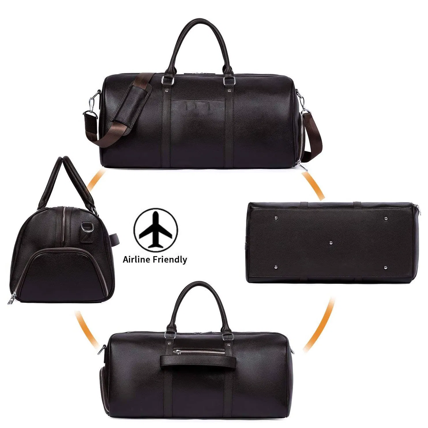 High Quality Leather Travel Duffel Bag Weekender Overnight Bag