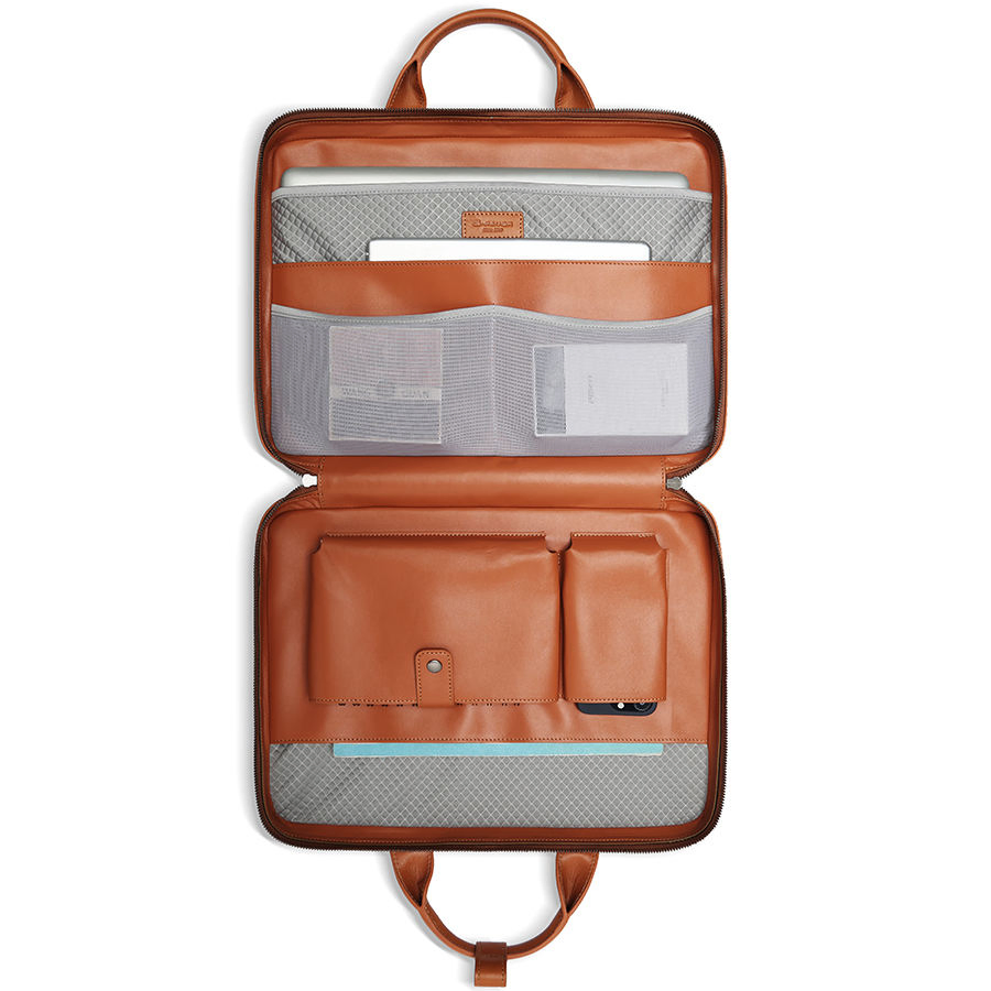 OEM Wholesale Custom Logo Fashion 2 in 1 Hybrid Function Large Capacity Genuine Leather Laptop Messenger Briefcase Laptop Handbag Bag with Storage Pockets