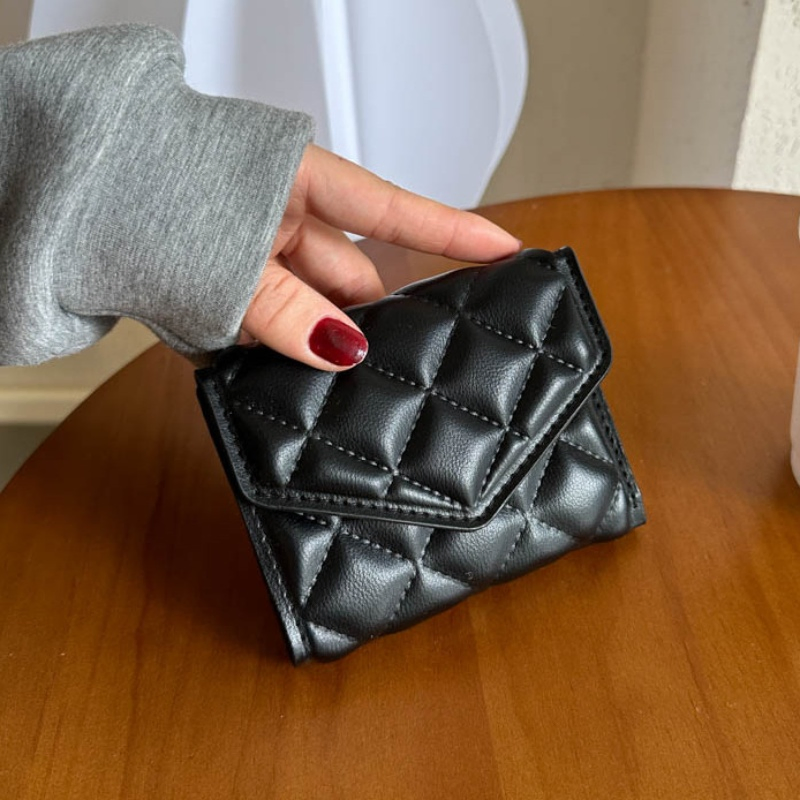 New Arriving Designer Wallet Classics Black Rhombus Wallets Portable Travel Coin Purse Short Card Holder Women Clutch Bag