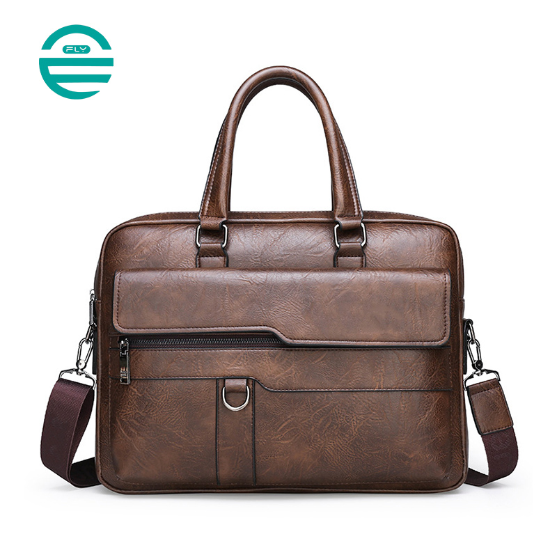 Fuliya High Quality PU Leather Tote Bags for Men Briefcase Computer Business Laptop Messenger Bag