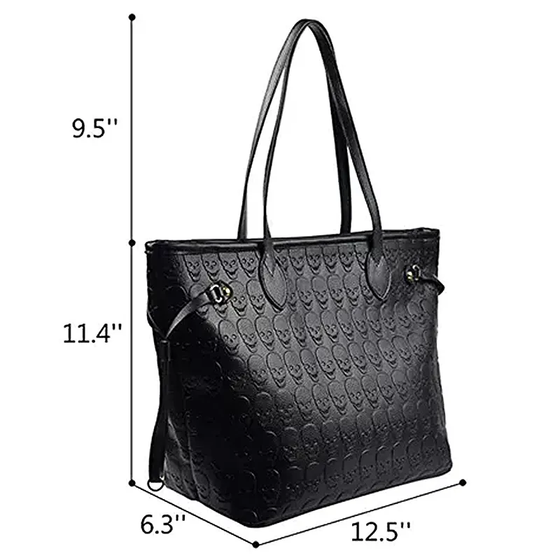 Leather Embossed Skull Handbag View 2
