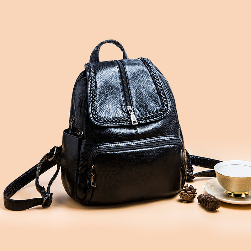 BSCI Bag Wholesaler Manufacturer, RPET PU Vegan Leather Daypack Leisure Double Shoulder Backpack with Colorful Stripe