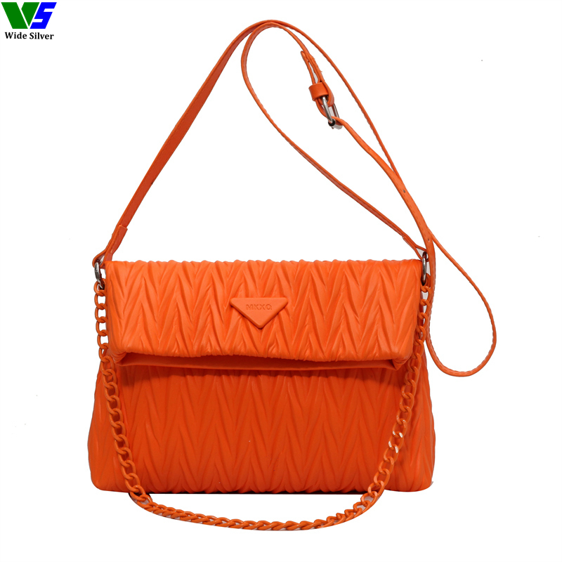 Wide Silver Top Fashion Messenger Leather Tote Bag Women Handbag Satchel