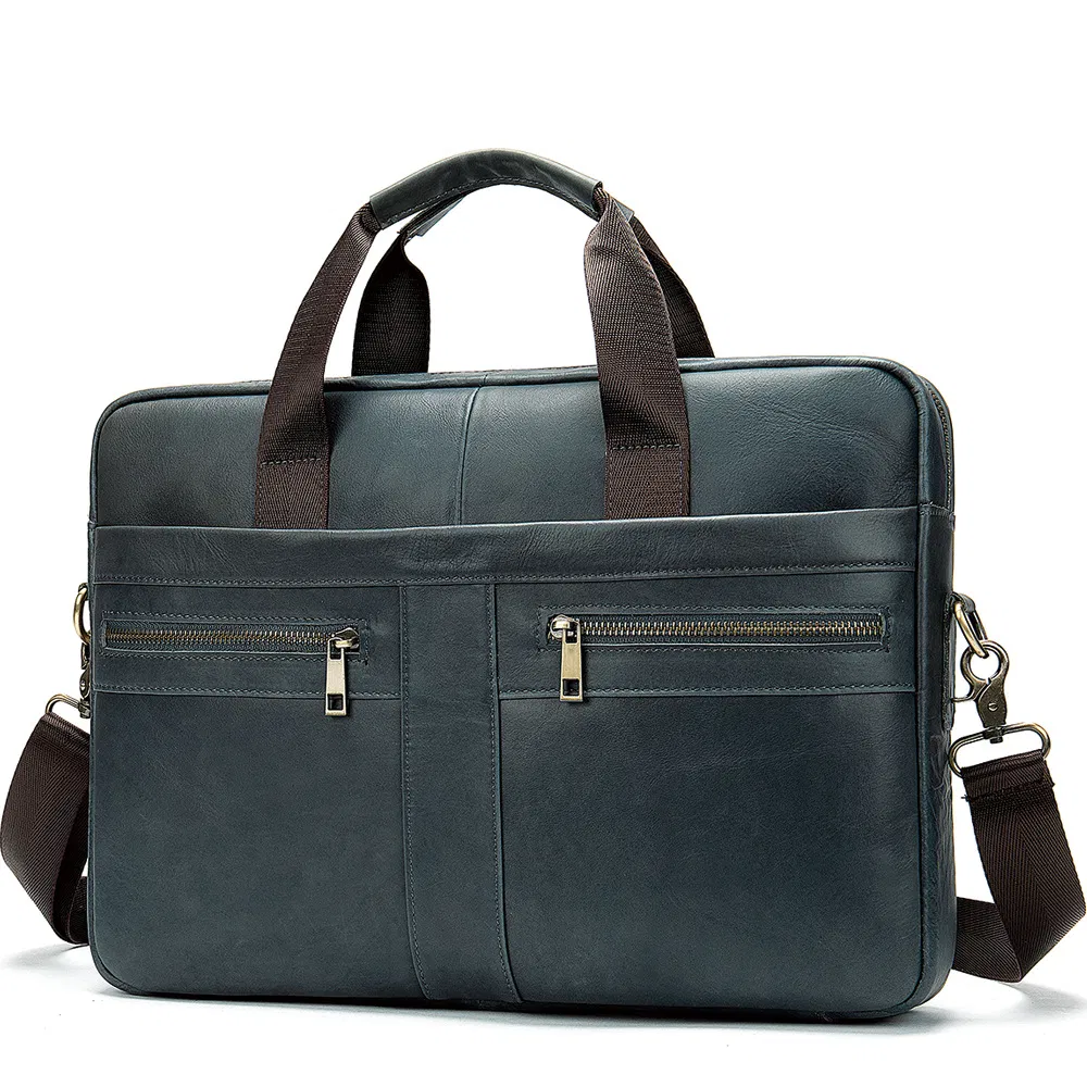 Stylish 14 Inch Genuine Leather Laptop Messenger Bag for Men