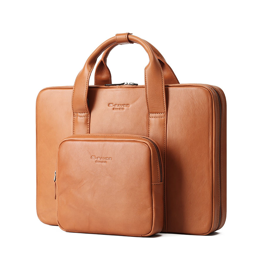 OEM Wholesale Custom Logo Fashion 2 in 1 Hybrid Function Large Capacity Genuine Leather Laptop Messenger Briefcase Laptop Handbag Bag with Storage Pockets