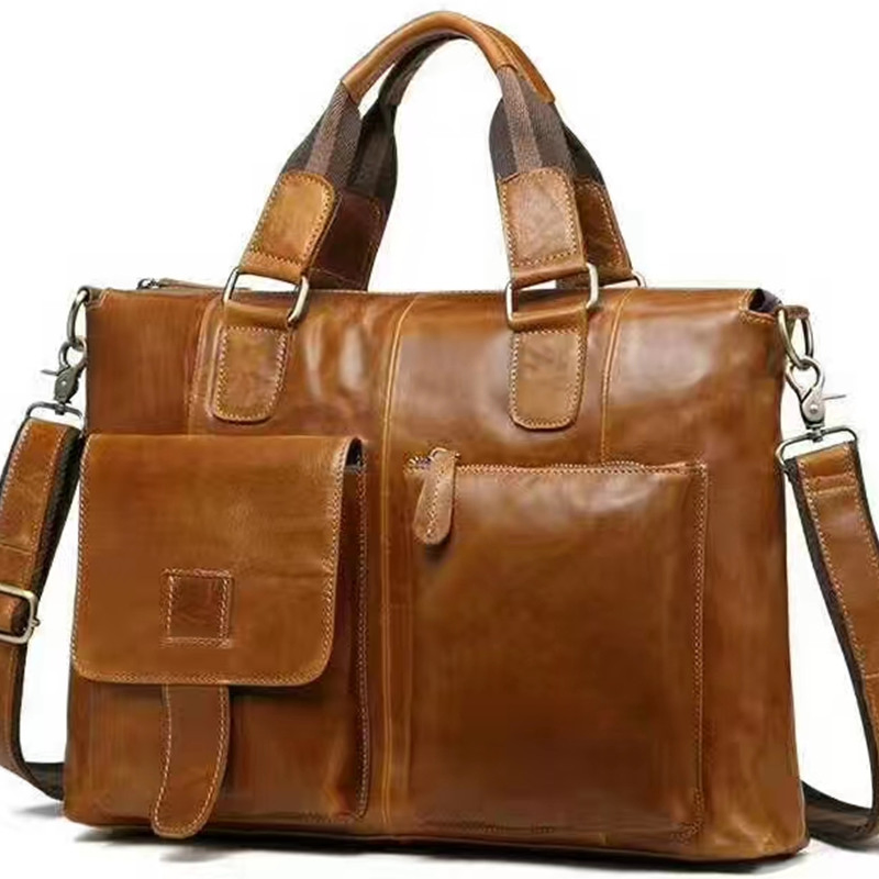 Real Leather Tote Satchel Bags Computer Crossbody Shoulder Cowhide Handbag