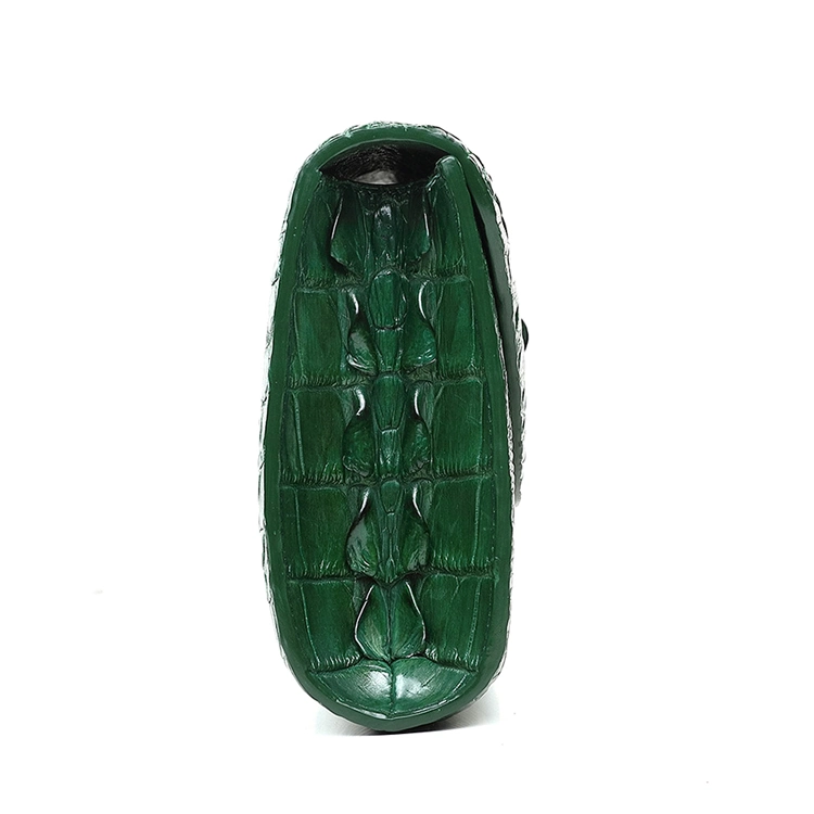High End Handmade Green Genuine Crocodile Skin Leather Clutch Bag with Metal Chain