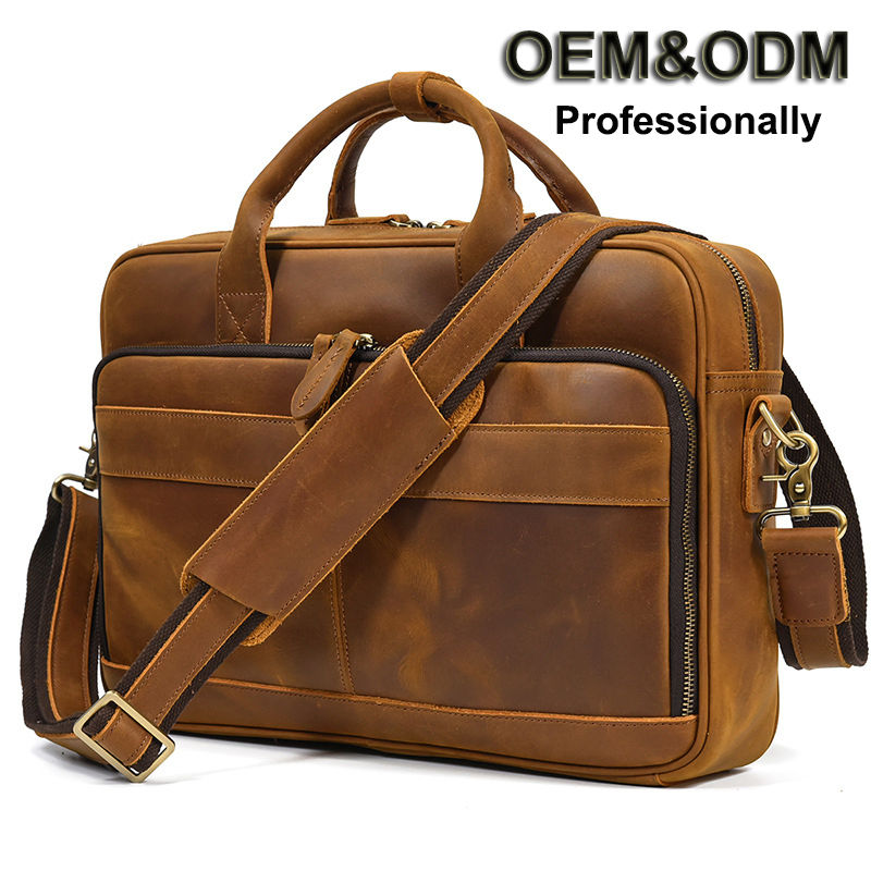 OEM/ODM Zipper Document Backpack Canvas Business Messenger Pilot Notebook Bags Conference Sling Case Sleeve Men's Bookbag Vintage Leather Laptop Computer Bag