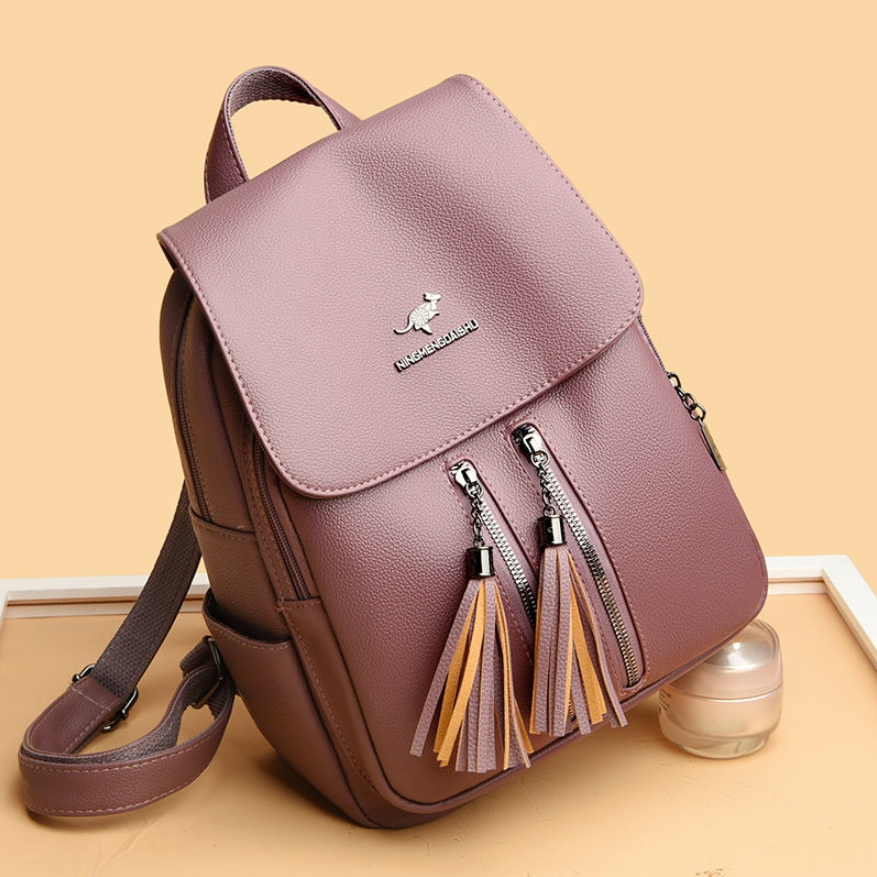 PU Leather Stylish Lady Bags Luxury Women Zipper Vegan Backpack