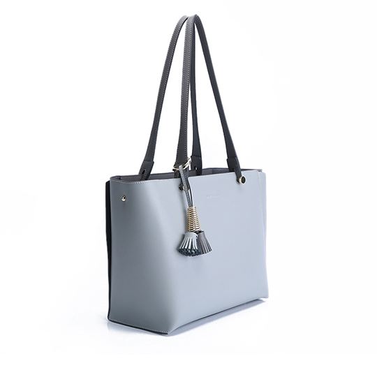 Blue Cow Leather Square Simple European Design Tote Bag