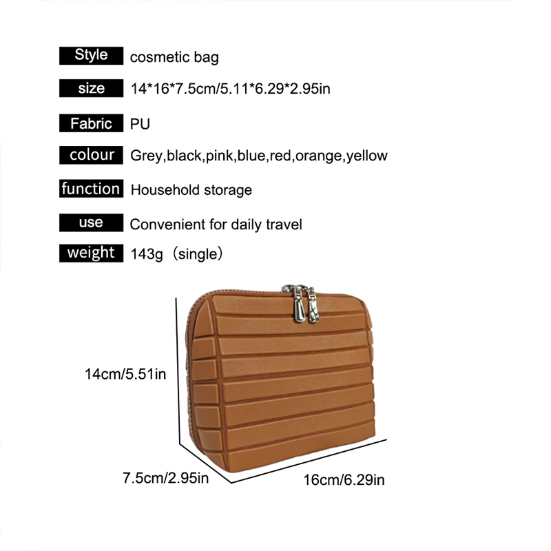 Isen Custom Logo Vegan PU Leather Functionality Makeup Brush Bag Organization Stylish Toiletry Bag Travel Standing Cosmetic Bag