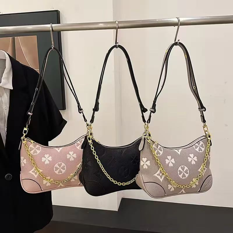 Luxury Designer Women's Genuine Leather Crossbody Shoulder Bag Handmade Wallet Purse with Chain Stylish Underarm Tote Bag Ladies