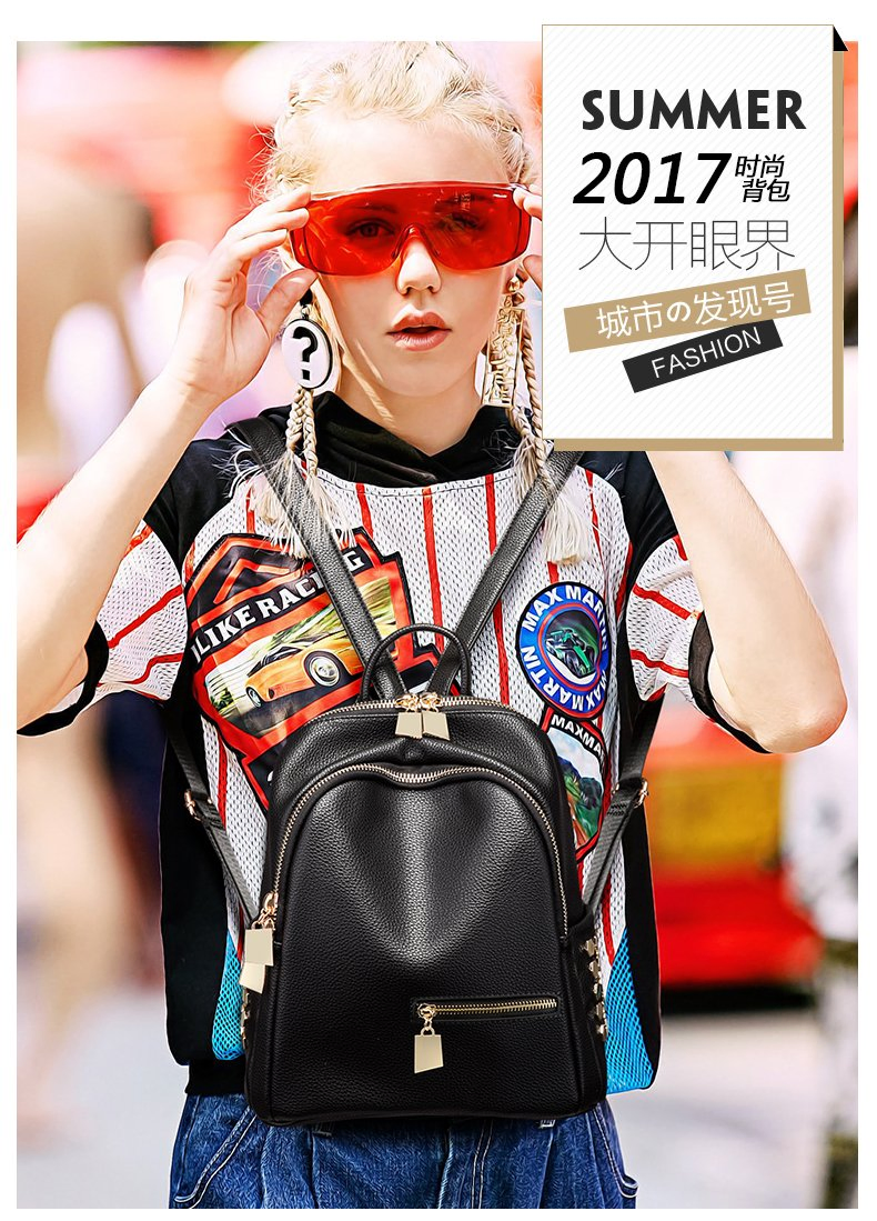 BSCI Bag Wholesaler Manufacturer, RPET PU Vegan Leather Daypack Leisure Double Shoulder Backpack with Studs