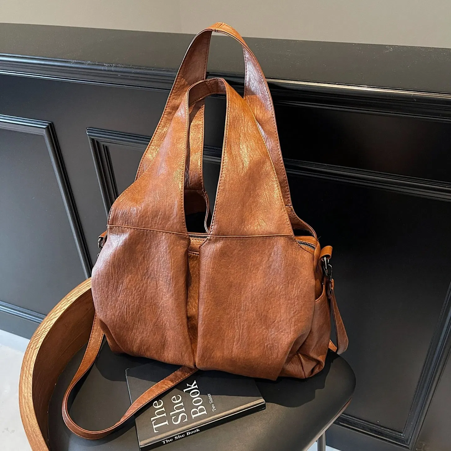 2025 New Arrival Vintage Handbags Soft PU Women's Leather Tote Bags Large Capacity Work Travel Shoulder Crossbody Bags