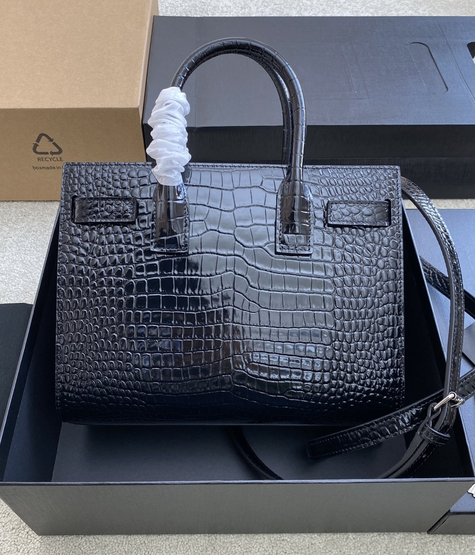 Luxury Hourglass Shoulder Bag High Quality Genuine Leather Crocodile Embossed Cowhide Large Capacity Square Crossbody Bag Handbag