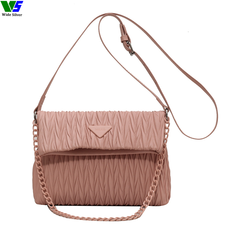 Wide Silver Top Fashion Messenger Leather Tote Bag Women Handbag Satchel