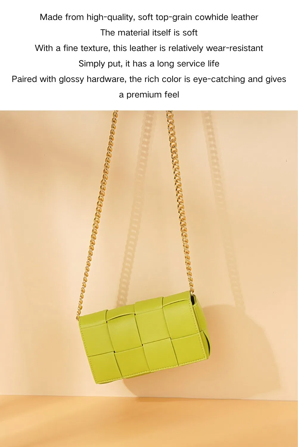 Designer Cowhide Leather Woven Belt Flap Bag Women Daily Casual Shoulder Purse