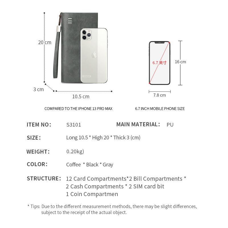 New Business Men's High-End Commuter Zip Clutch Multi-Function Fashion Japan and South Korea Wholesale Mobile Phone Coin Purse