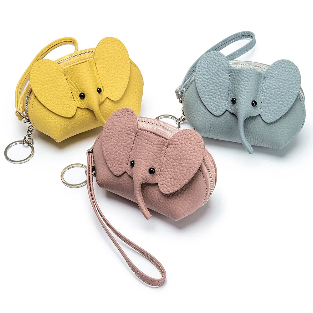 New Style Creative Card Holder, Genuine Leather Elephant Coin Purse for Women, Compact First Layer Cowhide Clutch Bag Coin Bag
