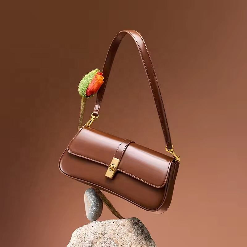 Fashion High Quality Genuine Leather Ladies Handbags Luxury Underarm Bag Female Crossbody Bags Vintage Women Shoulder Bag