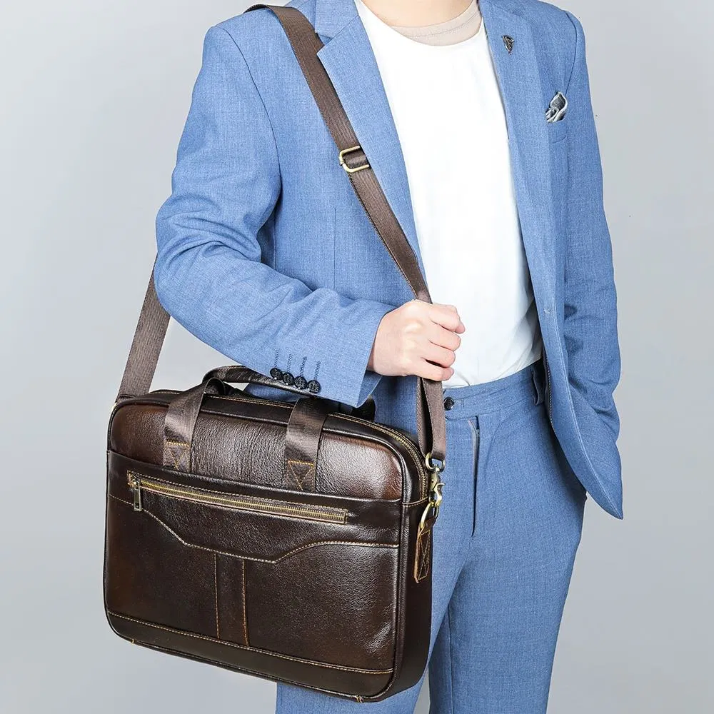 Men Vintage Fashion Business Genuine Leather laptop Briefcase