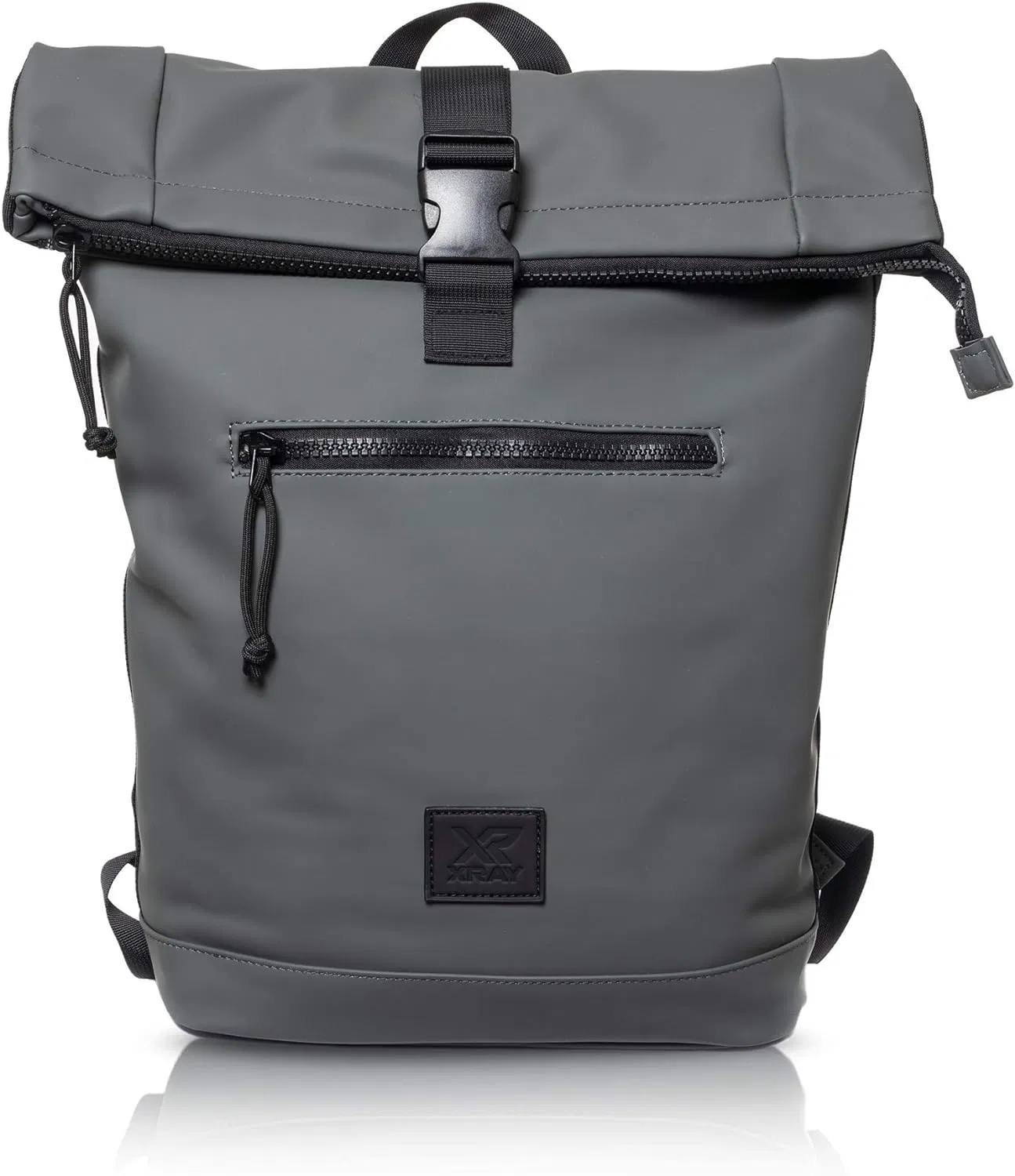 Men Women Travel Casual Roll up Top Vegan Leather Backpack