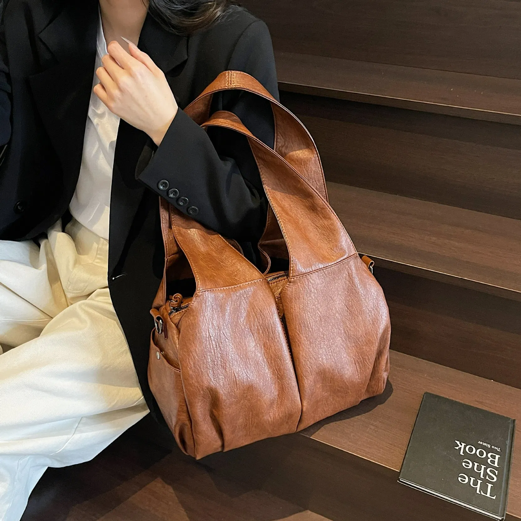 2025 New Arrival Vintage Handbags Soft PU Women's Leather Tote Bags Large Capacity Work Travel Shoulder Crossbody Bags