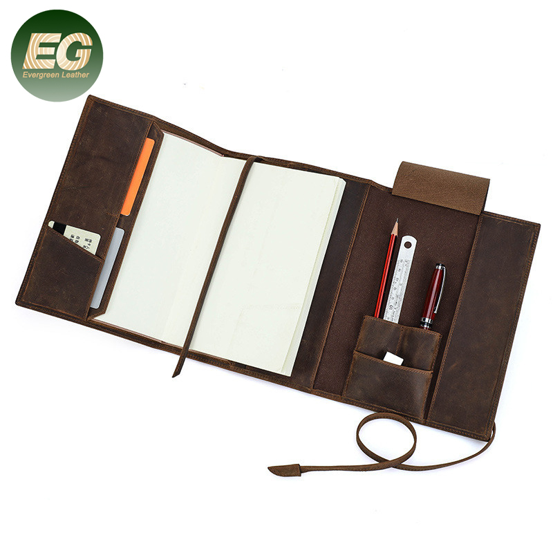 Ga212 Western Engraving Blank Letter Case Gift Custom Leather Business Portfolios Folder Notepad Holder Logo Engraved Organizer Bag Full Grain Leather Portfolio