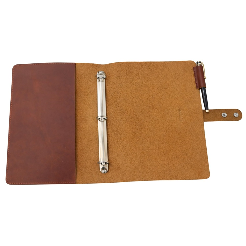 Genuine Leather Binder Refillable Business Resume Folio Custom Portfolio 3 Ring Binder