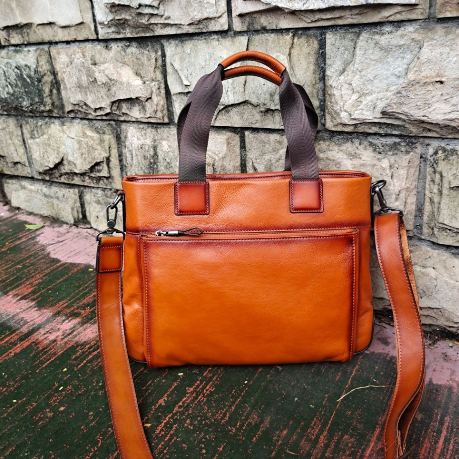 Vintage Mens Handmade Genuine Leather Briefcase Messenger Bag 14" Laptop School College Bag RS-Ypsy-6531