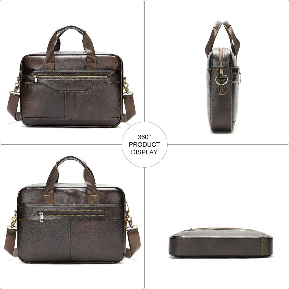 Men Vintage Fashion Business Genuine Leather laptop Briefcase