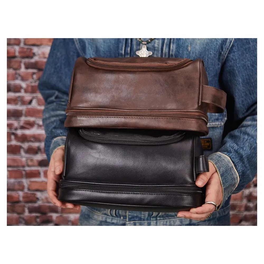 So Popular Leather Men's Portable Travel Bag 100% Genuine Leather Plaid Retro Men's Bag Single-Shoulder Duffel Travel Bags Handbags