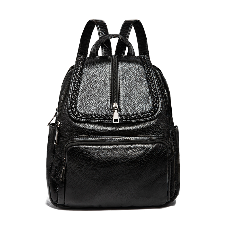 BSCI Bag Wholesaler Manufacturer, RPET PU Vegan Leather Daypack Leisure Double Shoulder Backpack with Colorful Stripe