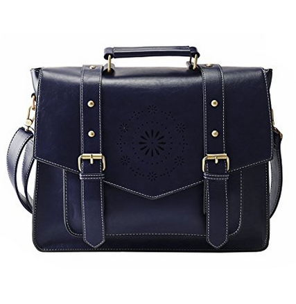 Women's PU Leather Laptop Tote Messenger Bag Crossbody Briefcase