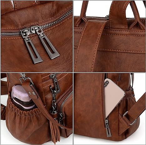 Women Backpack Purse Leather Vegan Travel Shoulder Bag