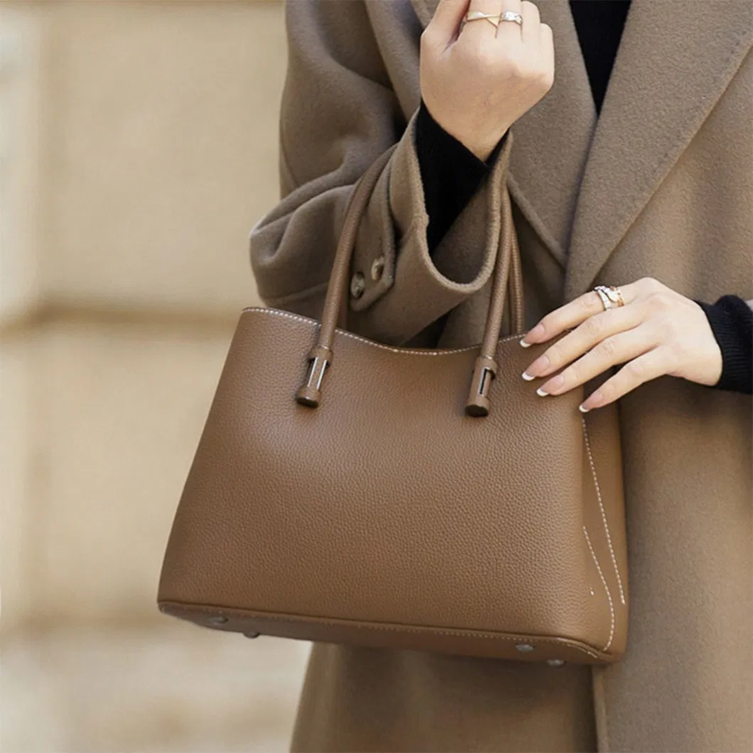 Customize Fashion Cow Leather Hand Bag for Ladies Shoulder Bag Women's Cow Leather Cowhide Tote Bag Handbags for Lady