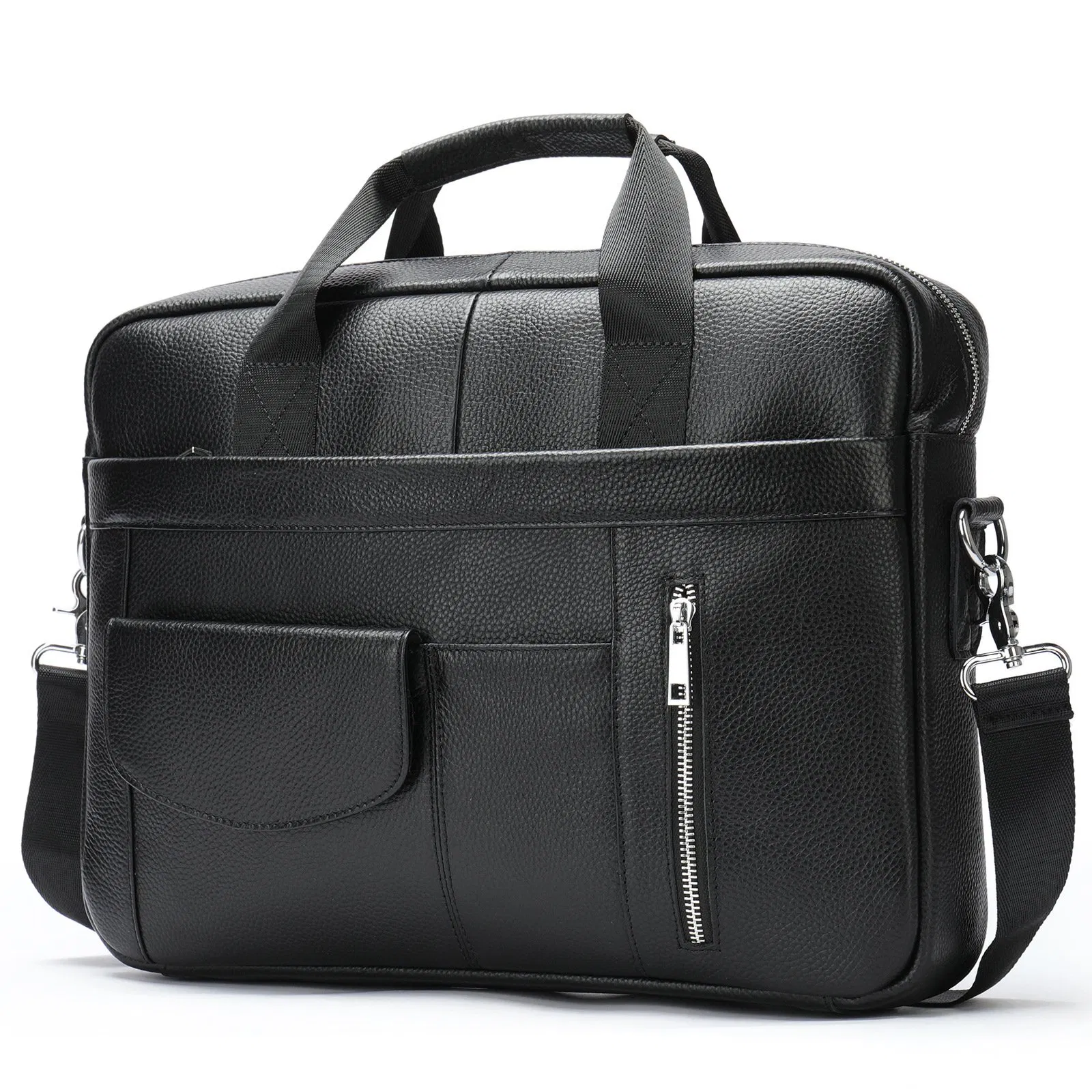Genuine Leather Briefcase Men's Handbag Shoulder Business Bag for 14 Inch Laptop