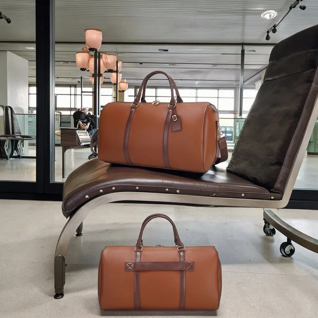 Custom Logo Luxury Large PU Leather Duffel Bag Weekender Overnight Travel Crossbody Shoulder Bag for Men Waterproof Fashion Style