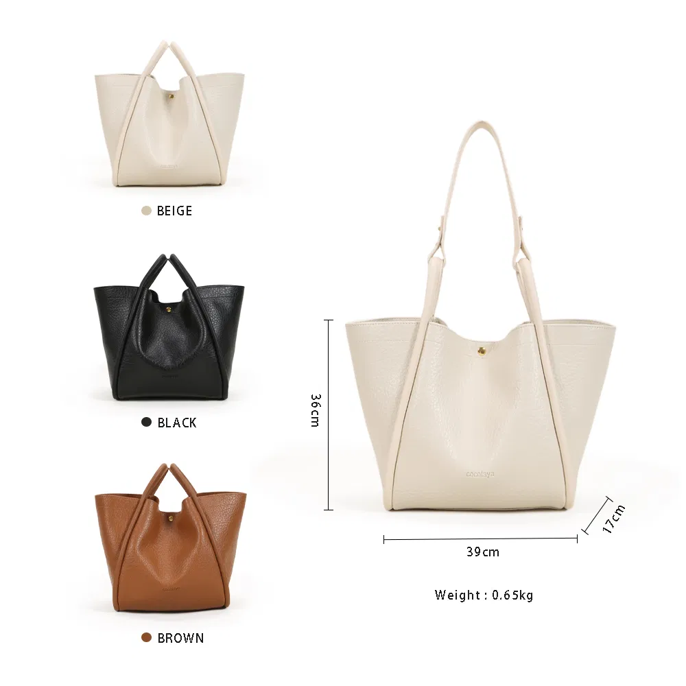 Fashionable Design Large Capacity Soft Leather Women's Casual Shoulder Handbag Tote Bag
