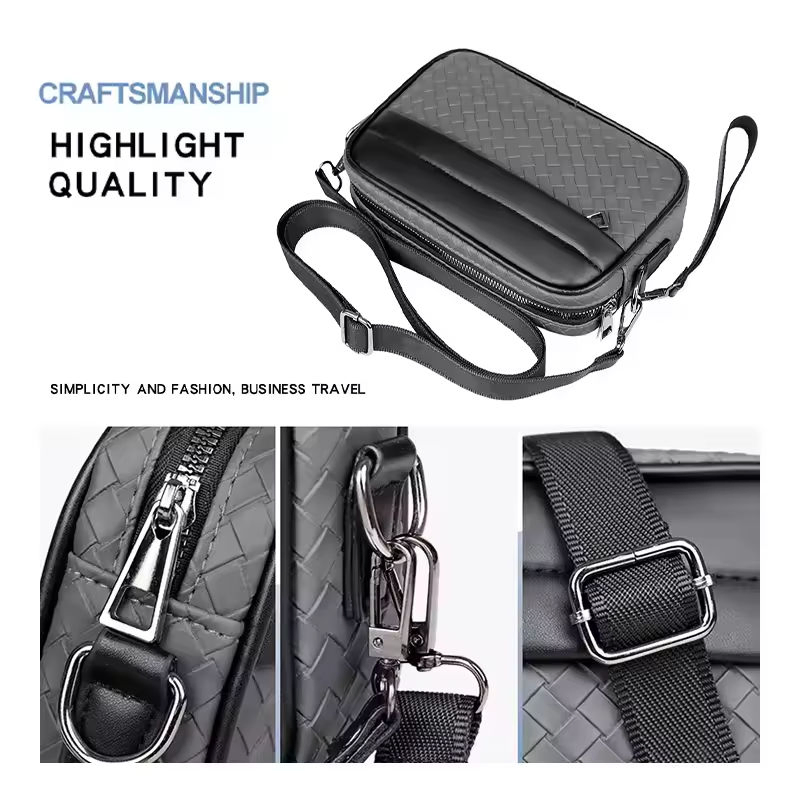 New Trend PU Leather Waterproof Shoulder Bag Men's Business Messenger Crossbody Bag