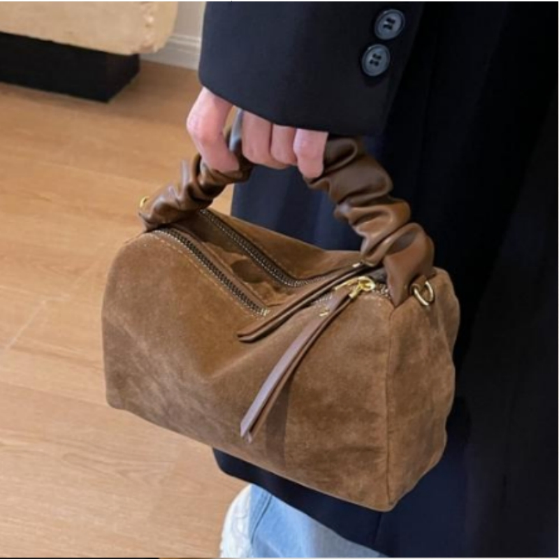PU Leather Velvet Bag Female New Fashion Ladies Single Shoulder Velvet Bag Designer Handbag Luxury Fashion Leather Bag PU Suede Leather Women Handbag