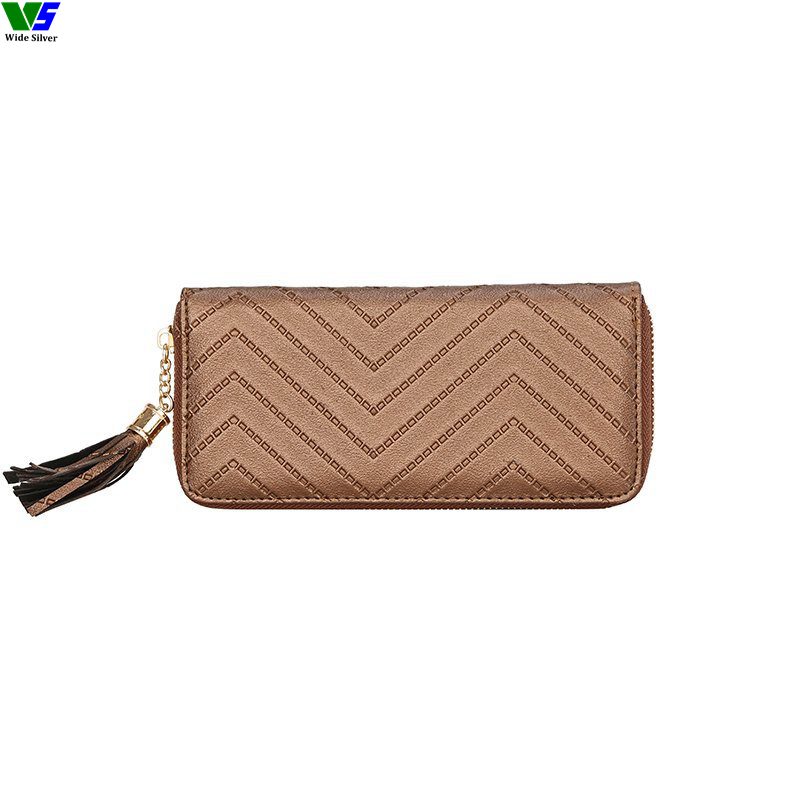 Wide Silver Morden Style Fashion Ladies Leather Wallet and Change Purse 2023